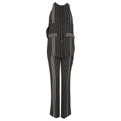 Intermix Derek Lam 10 Crosby x Intermix Black Striped Layered Jumpsuit Size XXS