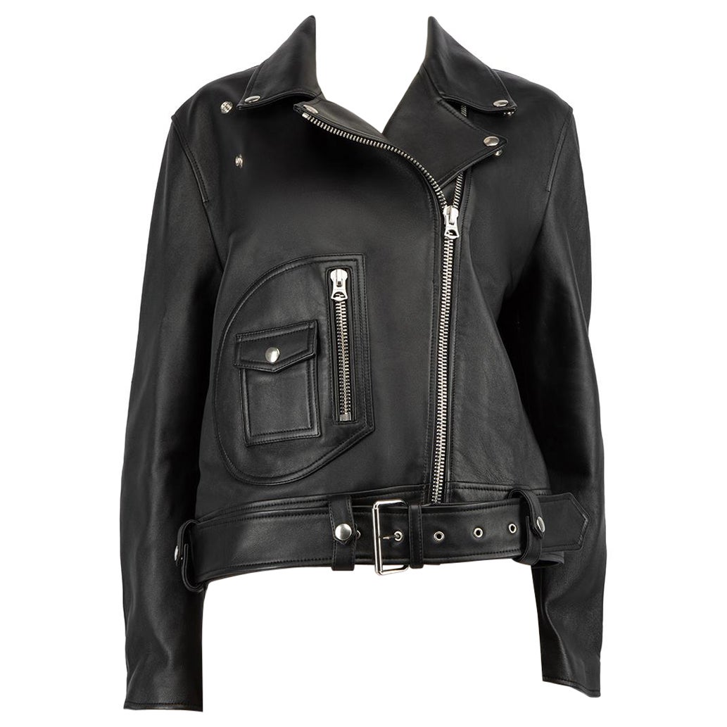 Acne Studios Black Leather New Merlyn Biker Jacket Size L