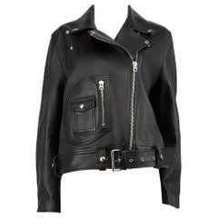 Acne Studios Black Leather New Merlyn Biker Jacket Size L