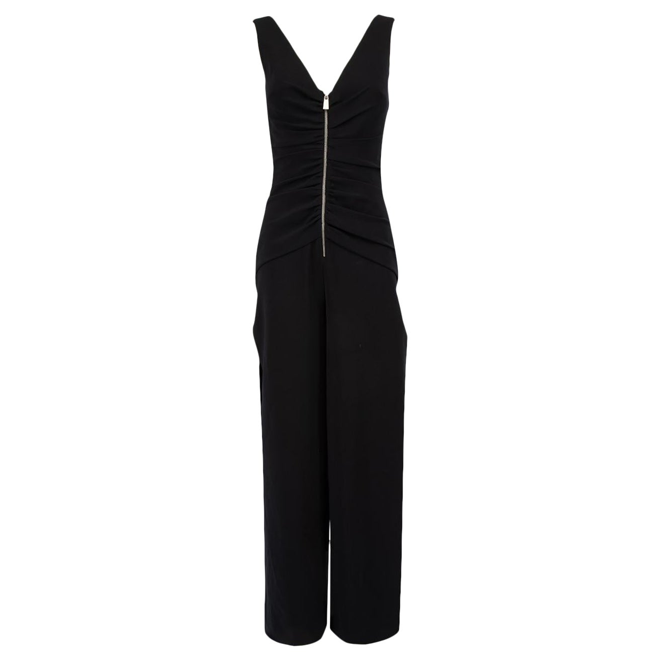 Honayda Black Zipped Ruched Detail Jumpsuit Size S For Sale