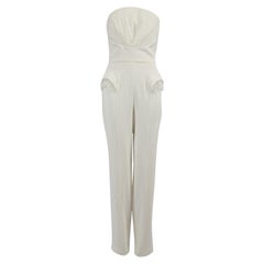 Honayda White Strapless Lace Detail Jumpsuit Size S