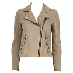 All Saints Beige Suede Dalby Biker Jacket Size M