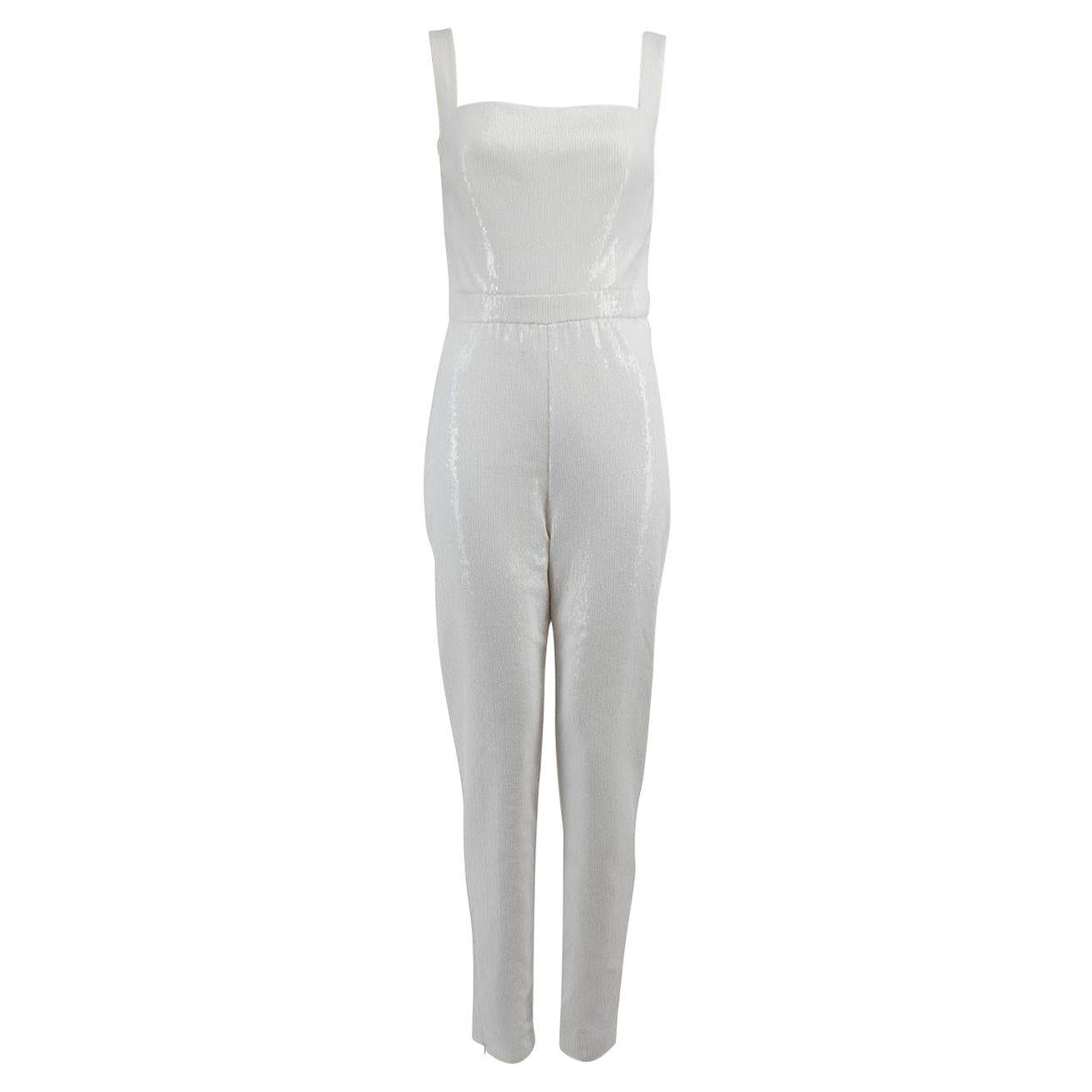 Honayda White Sequin Sleeveless Jumpsuit Size M For Sale