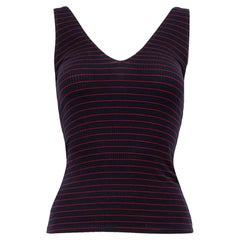 Reformation Navy Ribbed Knit Striped Tank Top Size XS