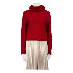 Lemaire Red Wool Knit Looped Neck Jumper Size S