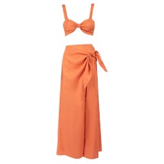 LPA Orange Wrap Maxi Skirt & Crop Top Set Size XS
