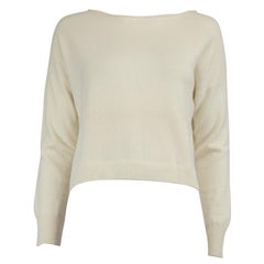 Fabiana Filippi Cream Beaded Silk Panel Knit Top Size S