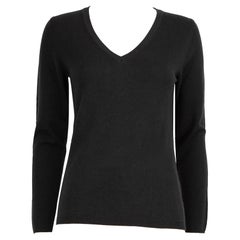 N. PEAL Black V-Neck Cashmere Knit Top Size S