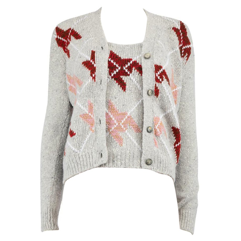 Dior Argyle Knit Wool Cardigan & Vest Set Size S For Sale