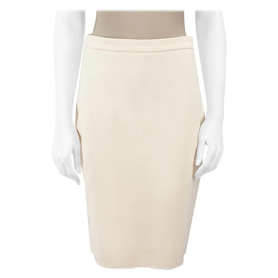 Lanvin Cream Back Zipped Pencil Skirt Size M For Sale