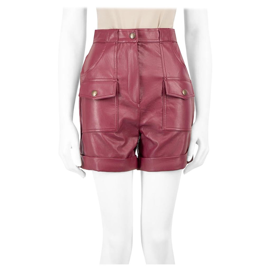 Philosophy di Lorenzo Serafini Burgundy Leather Pocket Shorts Size XS For Sale
