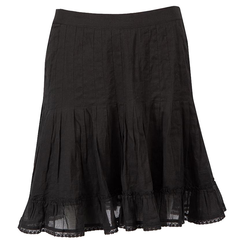 Isabel Marant Isabel Marant Étoile Black Lace Trim Mini Pleated Skirt Size M For Sale