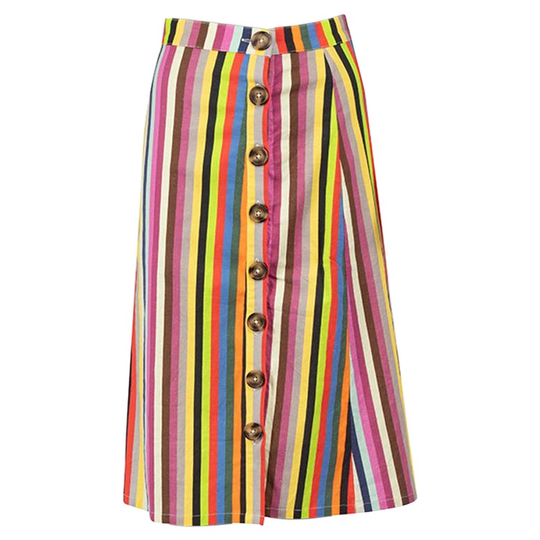 LPA Striped Button Up Midi Skirt Size S For Sale