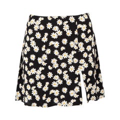 Reformation Black Daisy Print Mini Skirt Size XS
