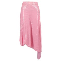 MSGM Pink Sequinned Asymmetric Skirt Size XS