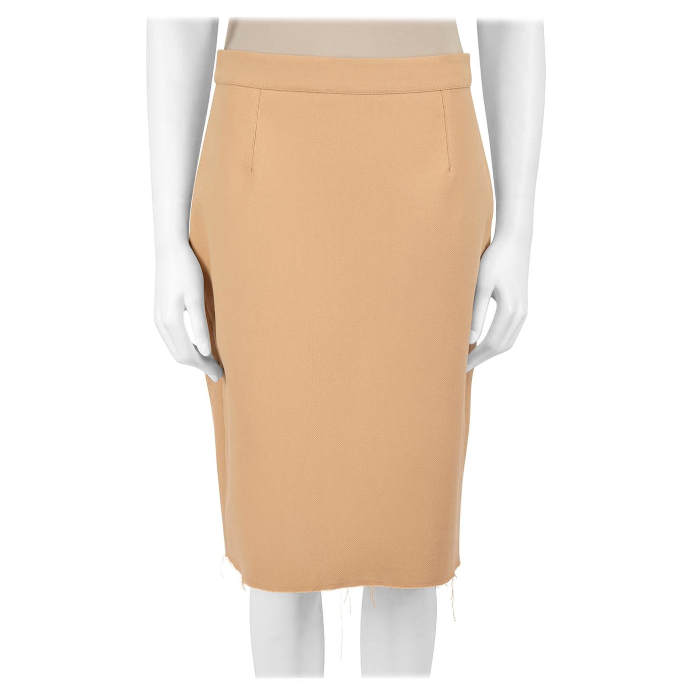 Lanvin Beige Raw Edge Pencil Skirt Size M For Sale