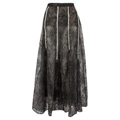 Honayda Black Lace Faux Pearl Embellished Skirt Size XXXL