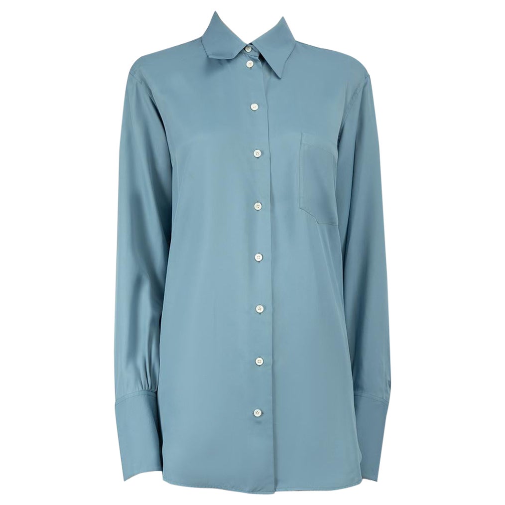 Céline Blue Long Sleeve Button Down Shirt Size L For Sale
