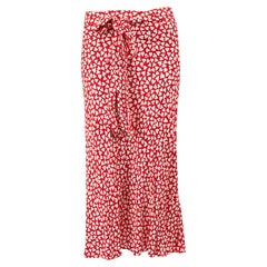 Diane Von Furstenberg Red Heart Print Knee Length Skirt Size S