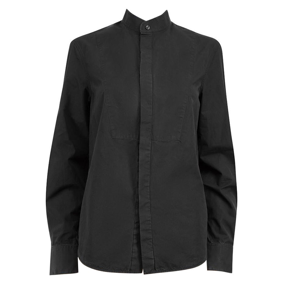 Kleiderschrank.NYC Schwarzes langärmeliges Hemd aus Baumwolle Größe M im Angebot