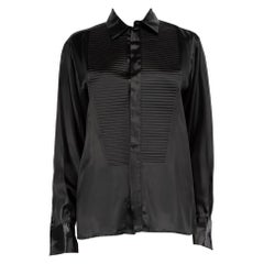 Bottega Veneta A/W19 Black Satin Ribbed Shirt Size S