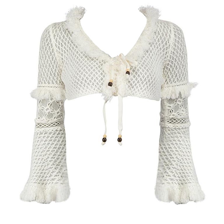 Jonathan Simkhai White Crochet Crop Top Size XS For Sale