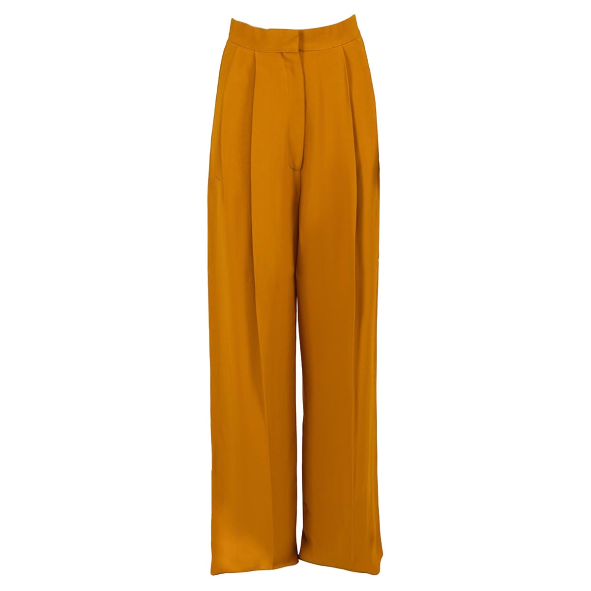 Céline Mustard Pleat Detail High Waisted Trousers Size S For Sale