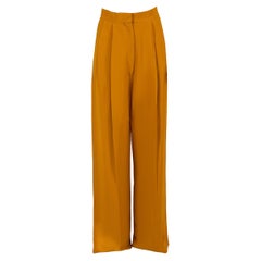 Céline Mustard Pleat Detail High Waisted Trousers Size S