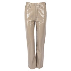 Agolde Taupe Patent Leather Straight Leg Trousers Size XS
