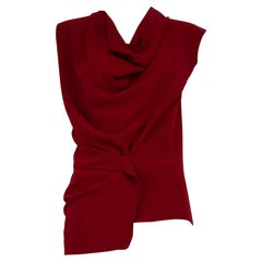 Lanvin Red Sleeveless Draped Neck Top Size XS