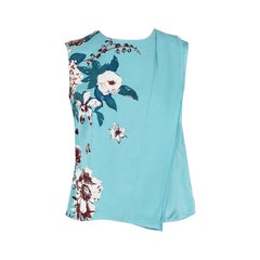 Diane Von Furstenberg Blue Floral Print Tank Top Size XXS