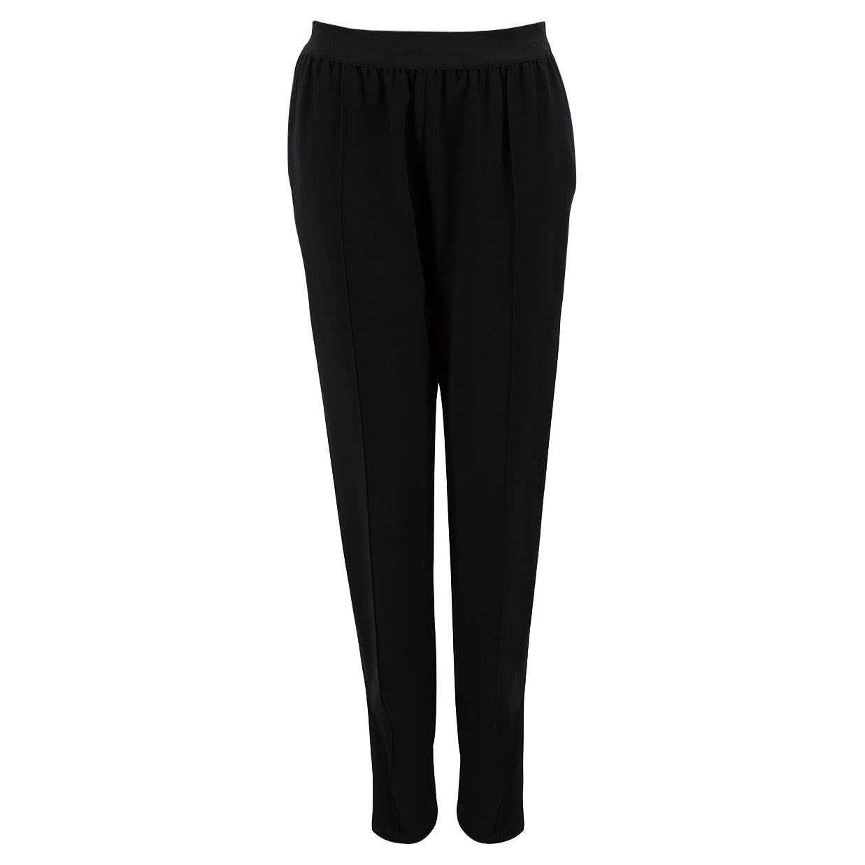 Céline Black Tapered Tape Trim Trousers Size M For Sale