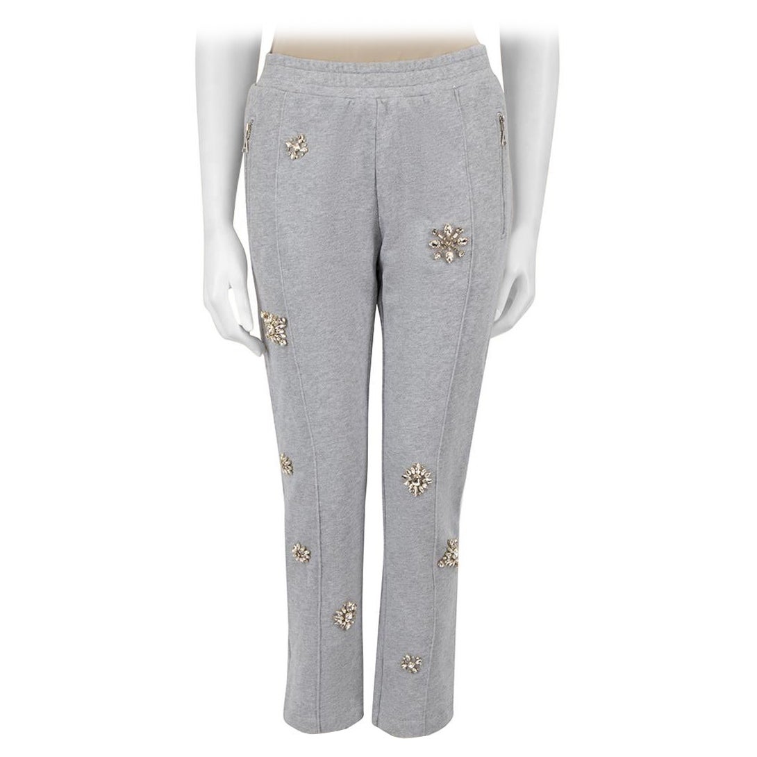 Area Grey Crystal Embellished Joggers Size M For Sale