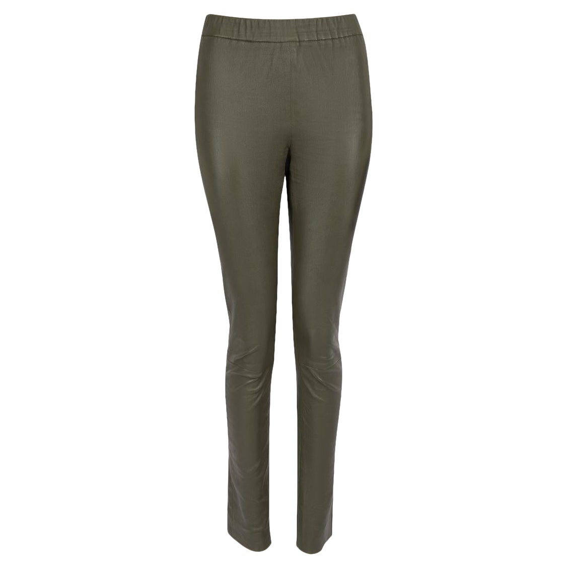 Divine Cashmere Green Leather Skinny Trousers Size S For Sale