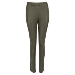 Divine Cashmere Green Leather Skinny Trousers Size S