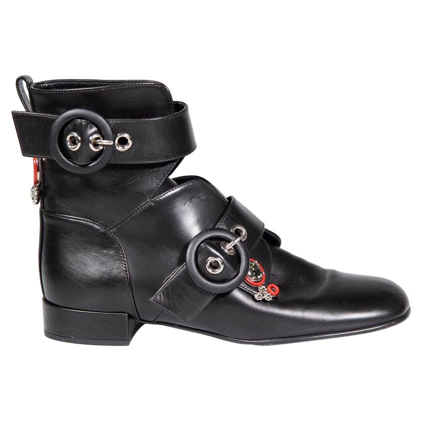 Dior Black Crystal Embellished Ankle Boots Size IT 36 For Sale