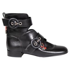 Dior Black Crystal Embellished Ankle Boots Size IT 36