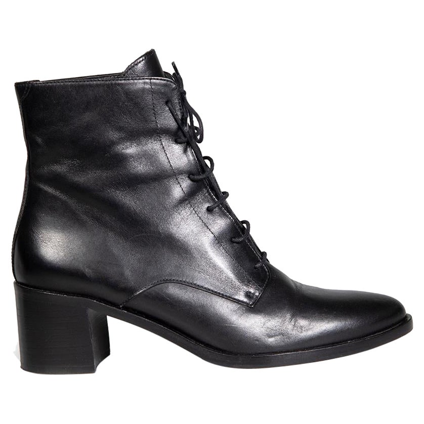 Freda Salvador Black Leather Laced Ankle Boots Size US 8 For Sale
