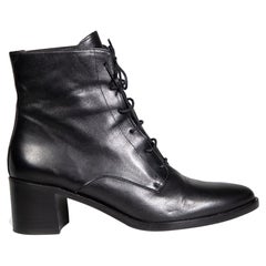 Freda Salvador Black Leather Laced Ankle Boots Size US 8