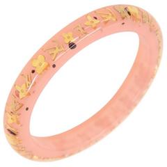 Louis Vuitton Baby Pink x Gold Tone Inclusion Bracelet Bangle