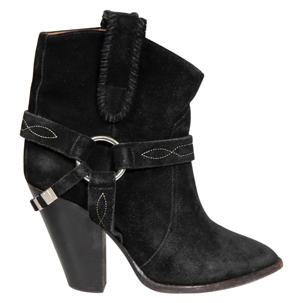 Isabel Marant Isabel Marant Etoile Black Rawson Buckle Detail Boots Size IT 36 For Sale