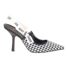 Dior Black Houndstooth J‚AoAdior Slingback Heels Size IT 36.5