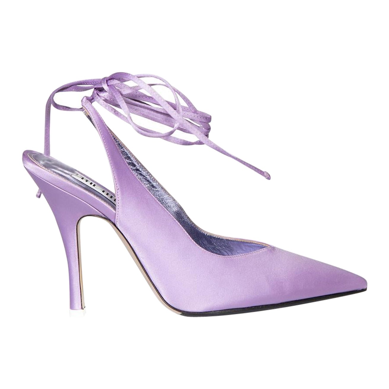 The Attico Purple Satin Lace Up Heels Size IT 39 For Sale