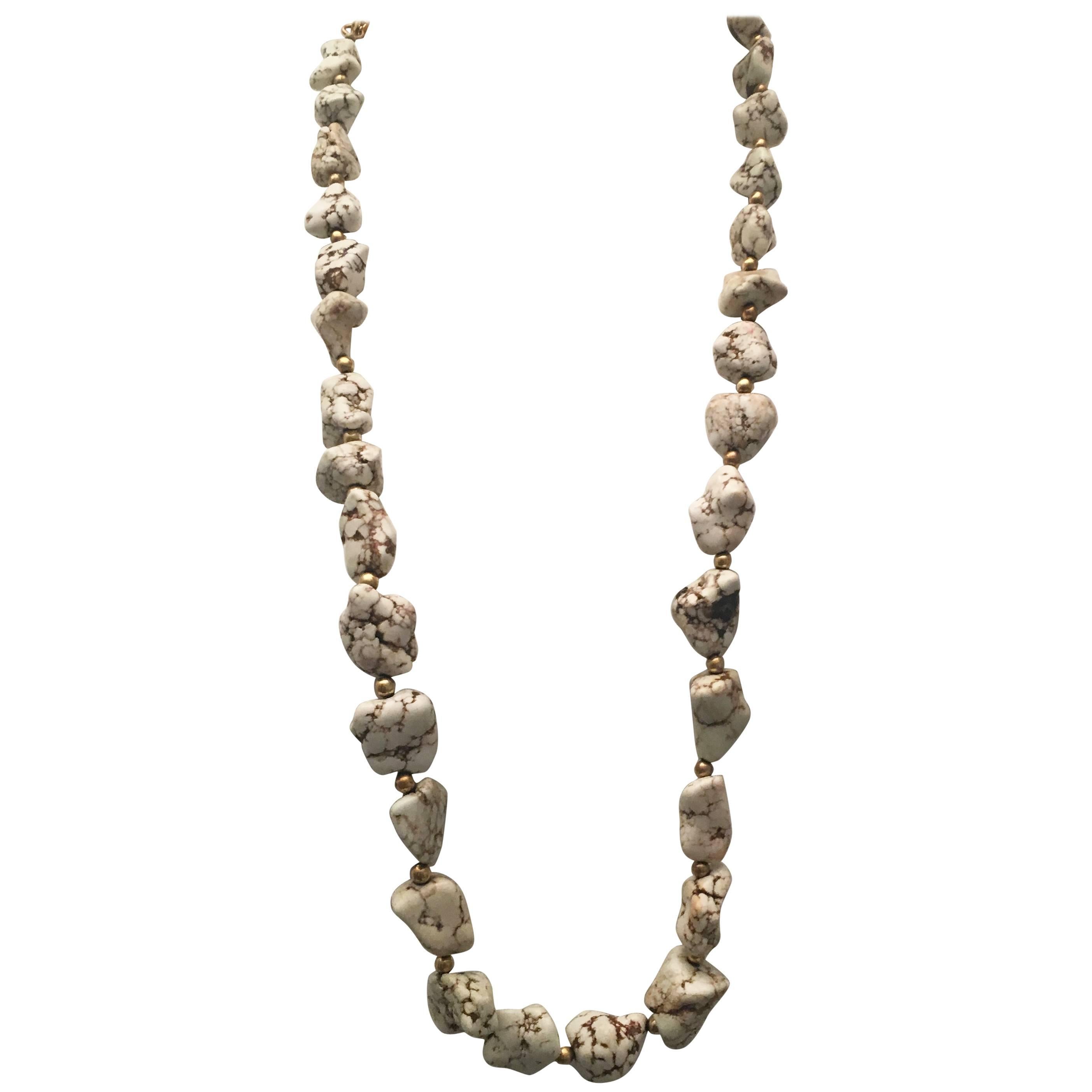 Kenneth Lane White Turquoise Stone Necklace For Sale
