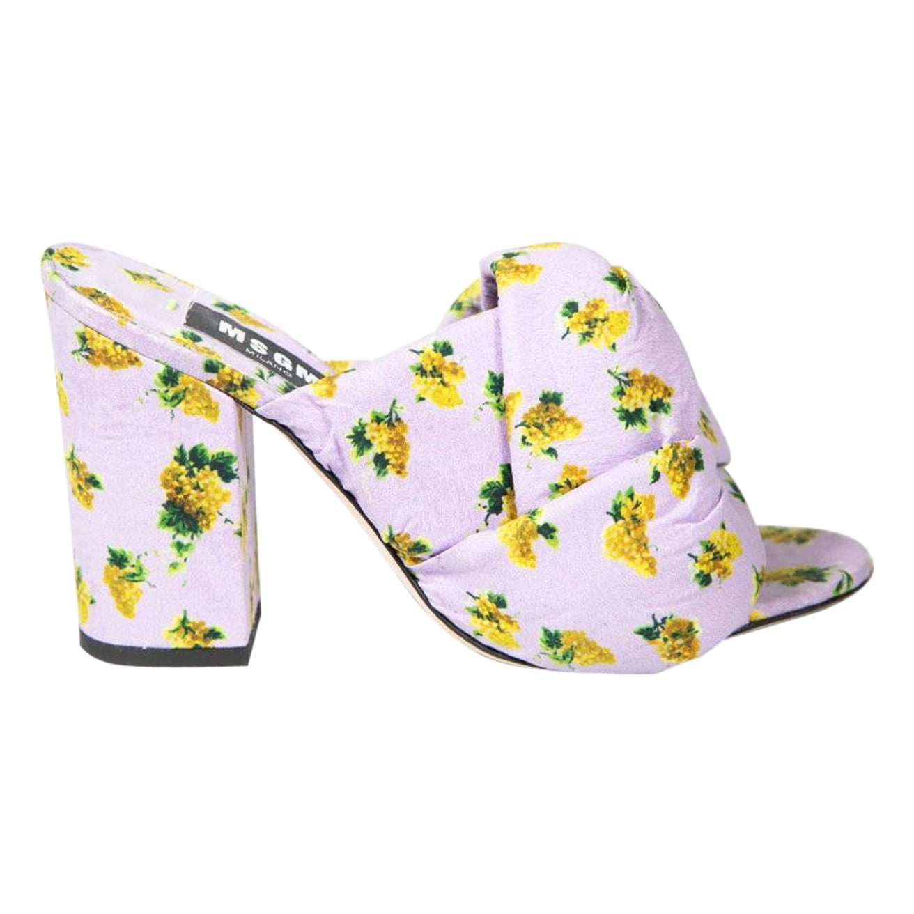 MSGM Purple Floral Print Padded Sandals Size IT 37 For Sale