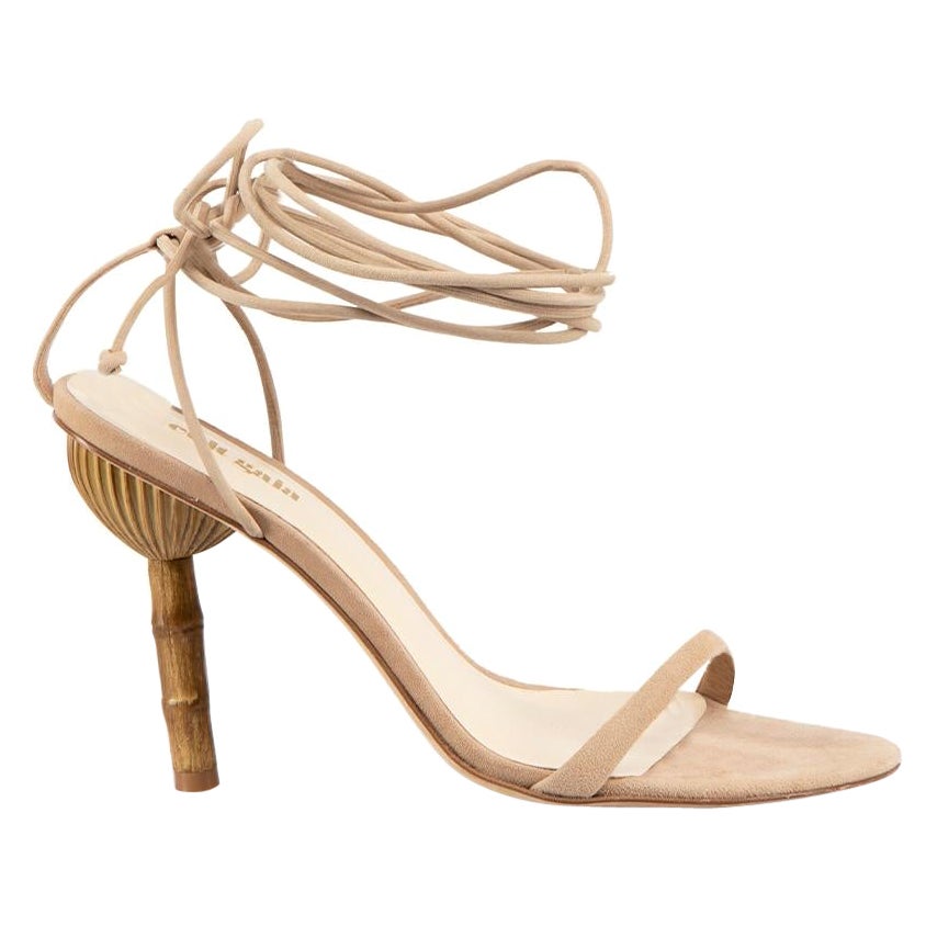 Cult Gaia Beige Suede Bamboo Heeled Sandals Size IT 40.5 For Sale