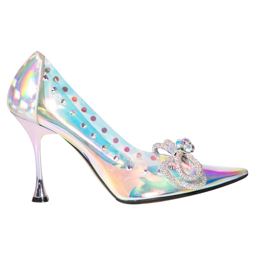 Mach & Mach Silver Iridescent Embellished Pumps Size IT 39.5 For Sale
