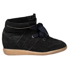 Isabel Marant Black Suede Wedge Trainers Size IT 39