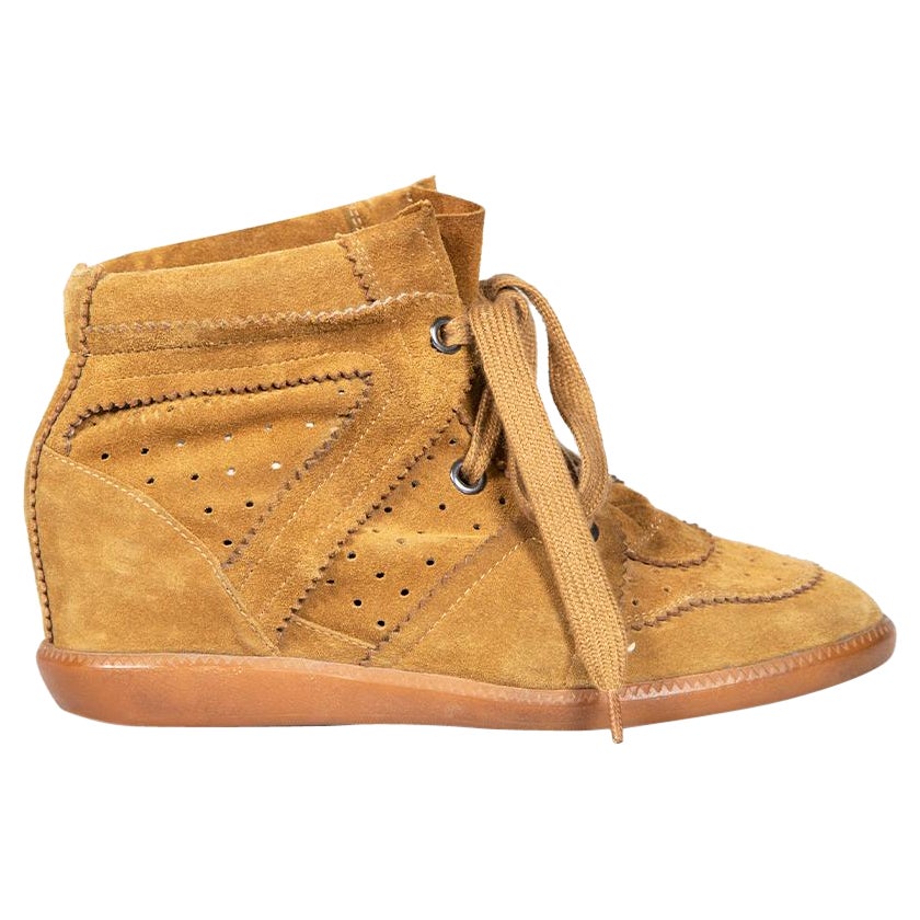 Isabel Marant Brown Suede High-Top Wedge Trainers Size IT 40 For Sale
