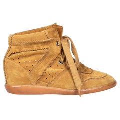 Isabel Marant Brown Suede High-Top Wedge Trainers Size IT 40